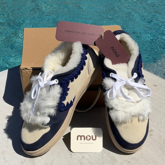 MOU - Eskimo Low Top Sneaker in Abyss & Vanilla Mix New In Box Size 40 - Picture 3 of 15